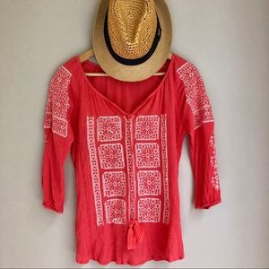 Solitaire Coral Boho Blouse S